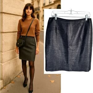 Elie Tahari 8 Stretch WOVEN BAMBOO Cindy Pencil Skirt $228 Textured Black